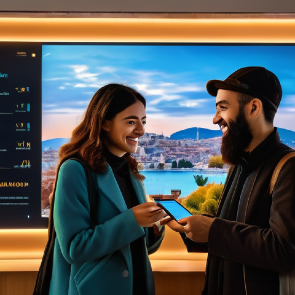 인공지능 기반의 관광 경영 - **Prompt:** A diverse group of friends in their late 20s and early 30s, dressed in stylish yet comfo...