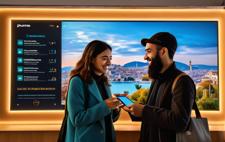 인공지능 기반의 관광 경영 - **Prompt:** A diverse group of friends in their late 20s and early 30s, dressed in stylish yet comfo...