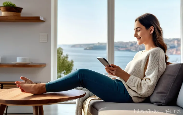 고객의 기대와 경험 - **Smart Home Comfort in Istanbul**
A realistic, high-definition photo depicting a cozy, modern l...