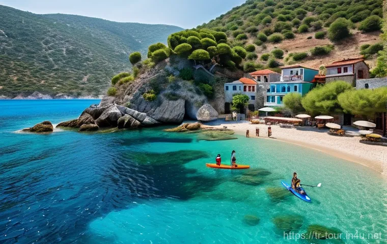 해양 관광 관련 정책 - **Prompt:** A serene and picturesque eco-tourism experience in a secluded Turkish Aegean cove. The s...